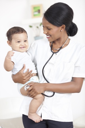 Doctor with patient at medical centre